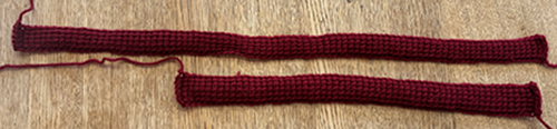 アフガン編みで編んだリボン部分と本体部分