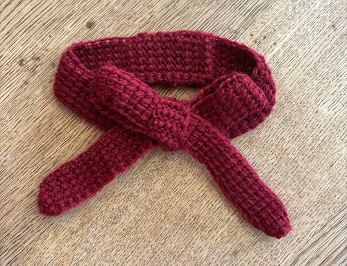 アフガン編みのリボンバンダナの完成形