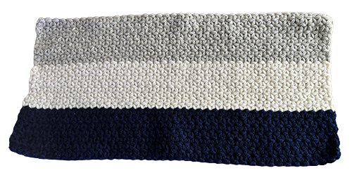 リフ編みで編んだラグ