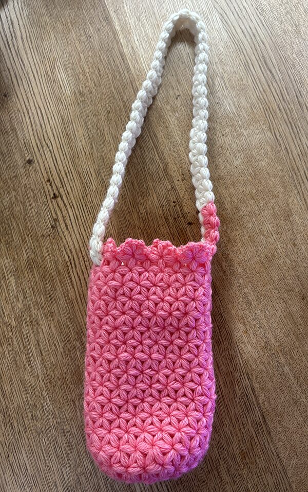 編んだリフ編みの散歩用シャワーボトルケース